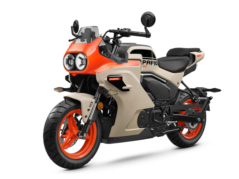 2027 CFMOTO PAPIO SS in Desert Khaki — left three-quarter view