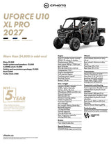 2027 CFMOTO UFORCE U10 XL PRO specifications
