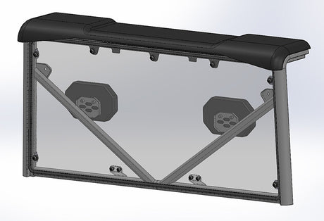 Direction 2 CFWS8003GP fixed rear windshield shown on a CFMOTO UFORCE 600 cab frame